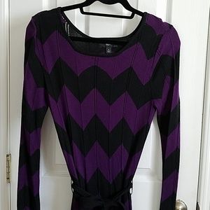 Massimo black and purple chevron sweater dress